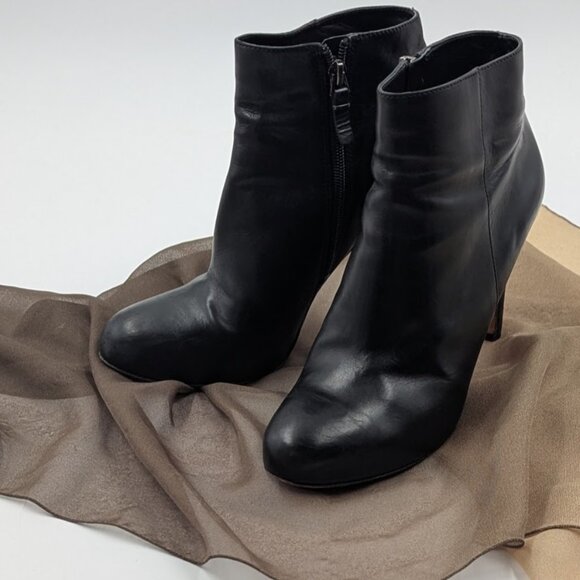 Via Spiga Women's 8M Black Ankle Boots Stiletto Heel Genuine Italian Leather - Picture 1 of 8